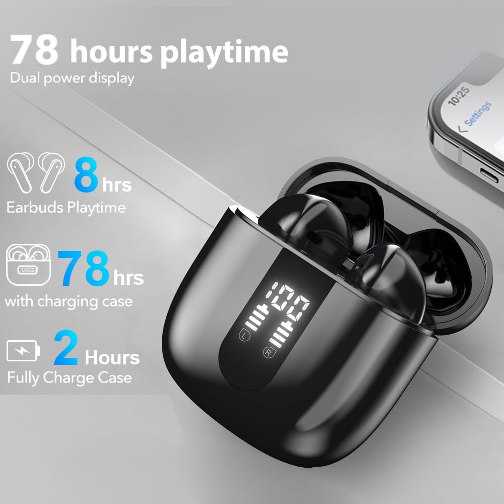 JBES A9 Wireless Earbuds Bluetooth 5.4 IPX5