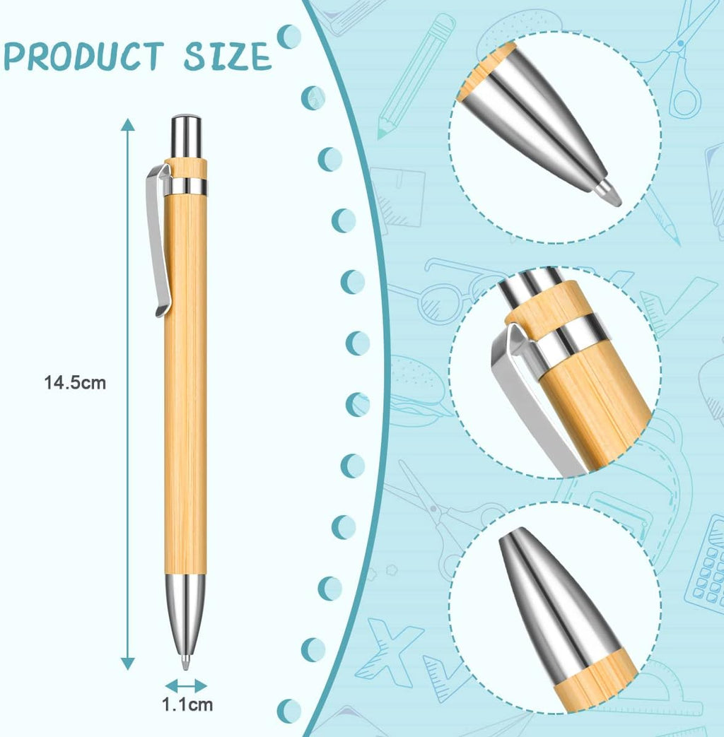 OSDUE Bamboo Ballpoint Pens 20 Pack Black Ink Medium 1.0 mm