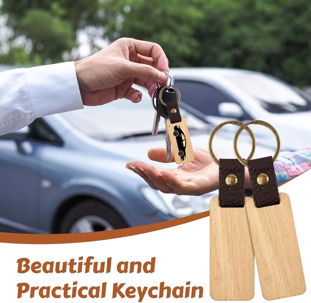 Svalor 12 Pack Wooden Keyrings Blanks Rectangle