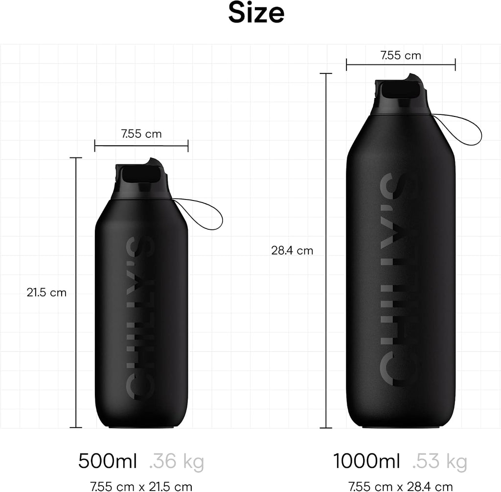 Chilly's Series 2 Flip Water Bottle With Sports Lid