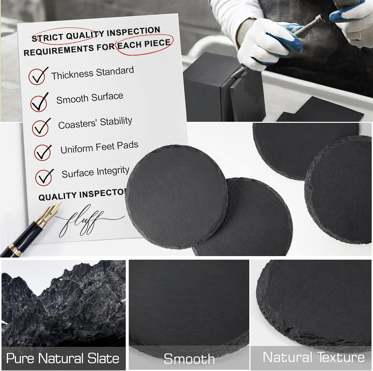 WEWINK PLUS Slate Coasters Set 10cm