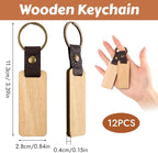 Svalor 12 Pack Wooden Keyrings Blanks Rectangle