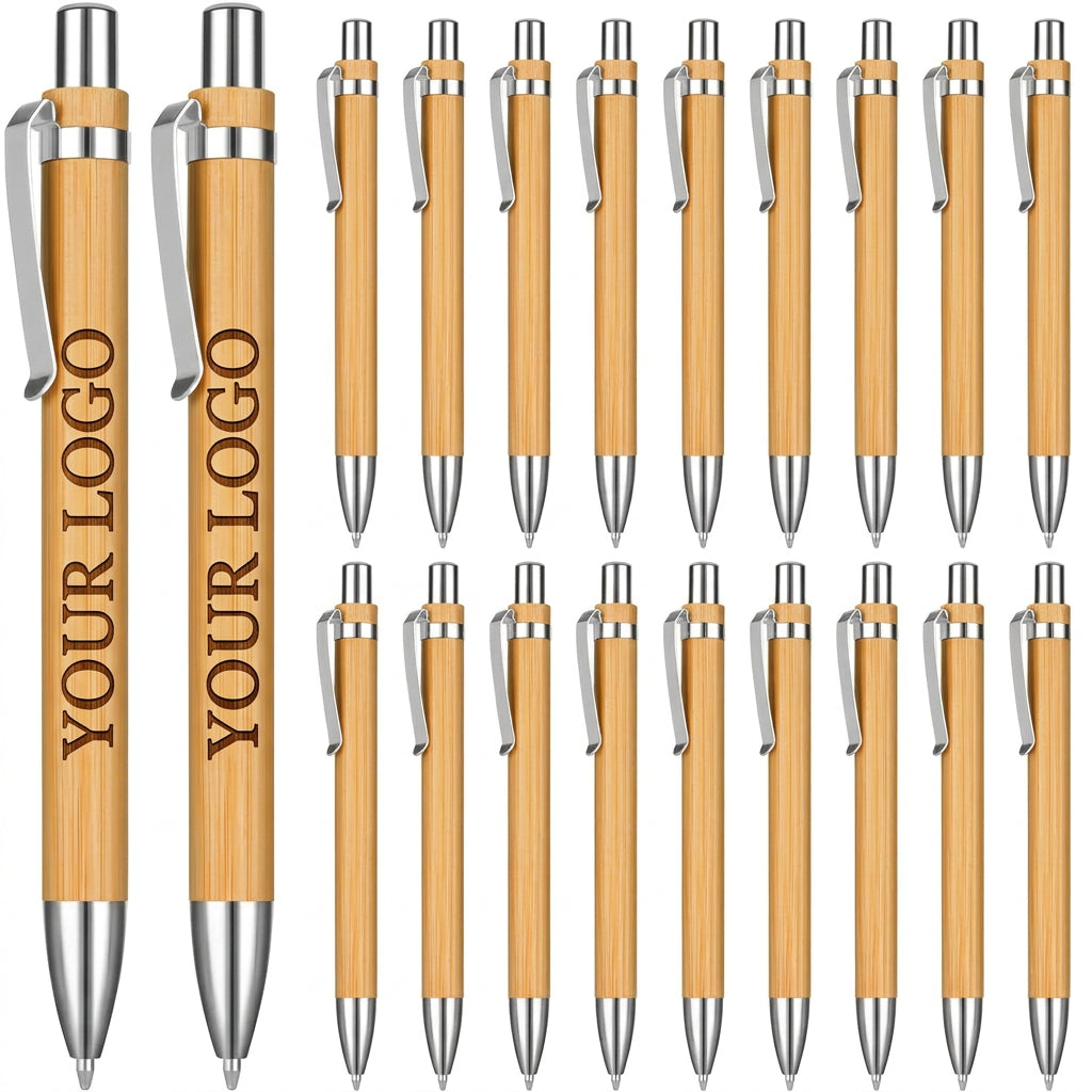 OSDUE Bamboo Ballpoint Pens 20 Pack Black Ink Medium 1.0 mm