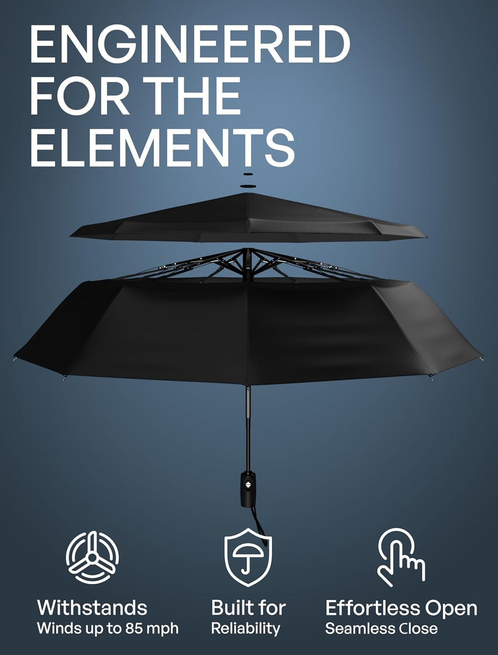 Repel Windproof Travel Umbrella Fibreglass Auto Open