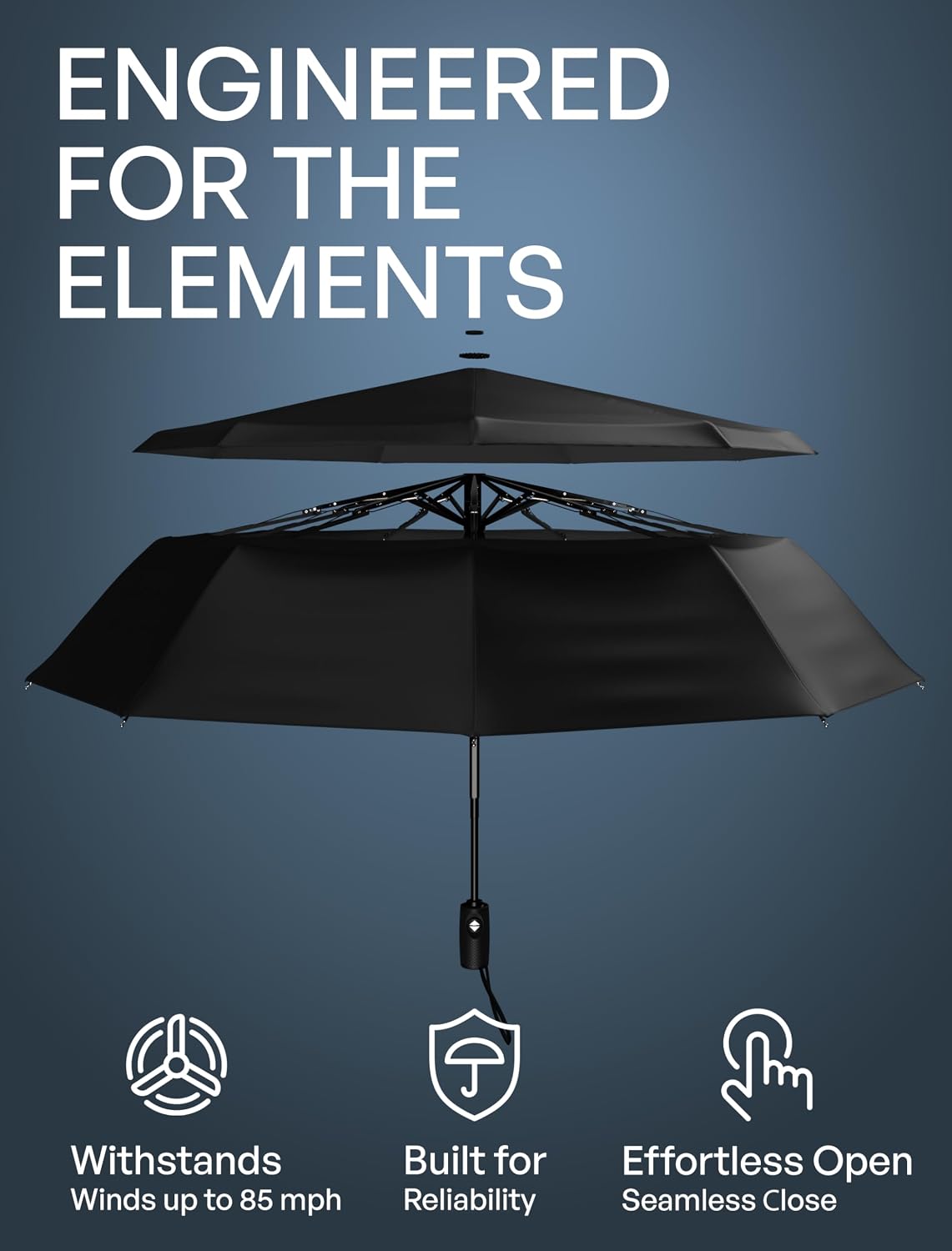 Repel Windproof Travel Umbrella Fibreglass Auto Open