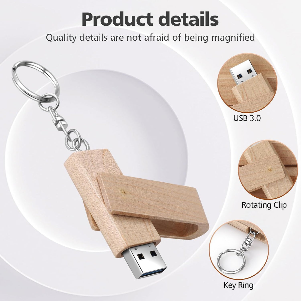 Kayllesine Rotate Maple Wood USB 3.0 Flash Drive 16GB