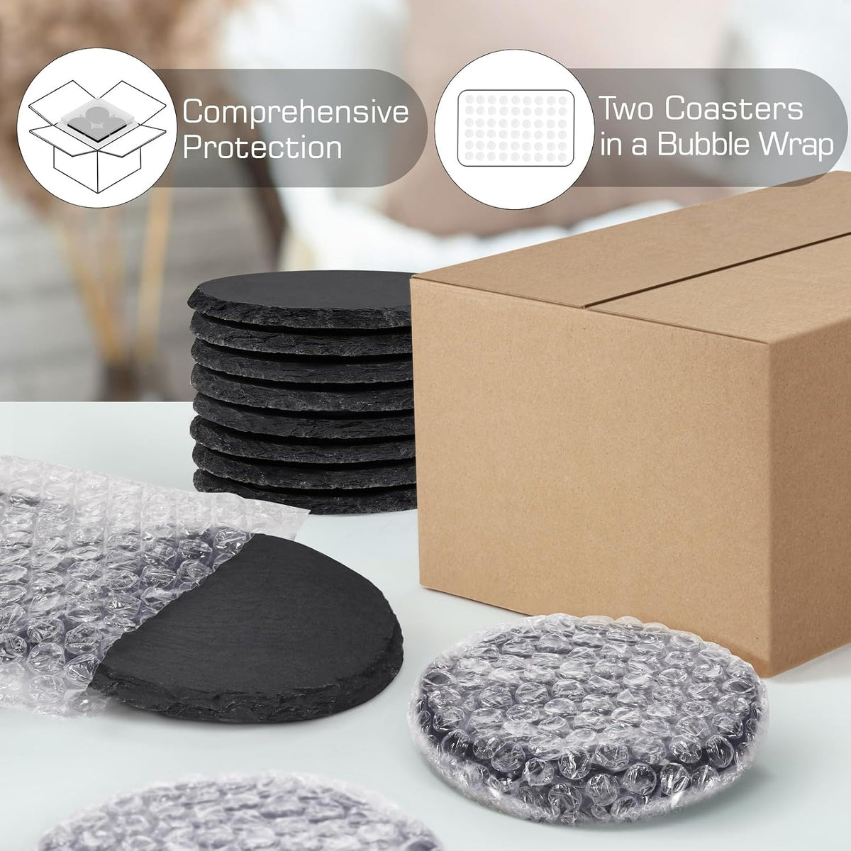 WEWINK PLUS Slate Coasters Set 10cm