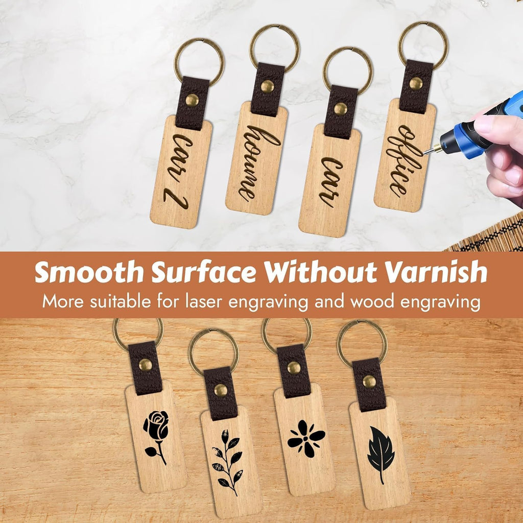 Svalor 12 Pack Wooden Keyrings Blanks Rectangle