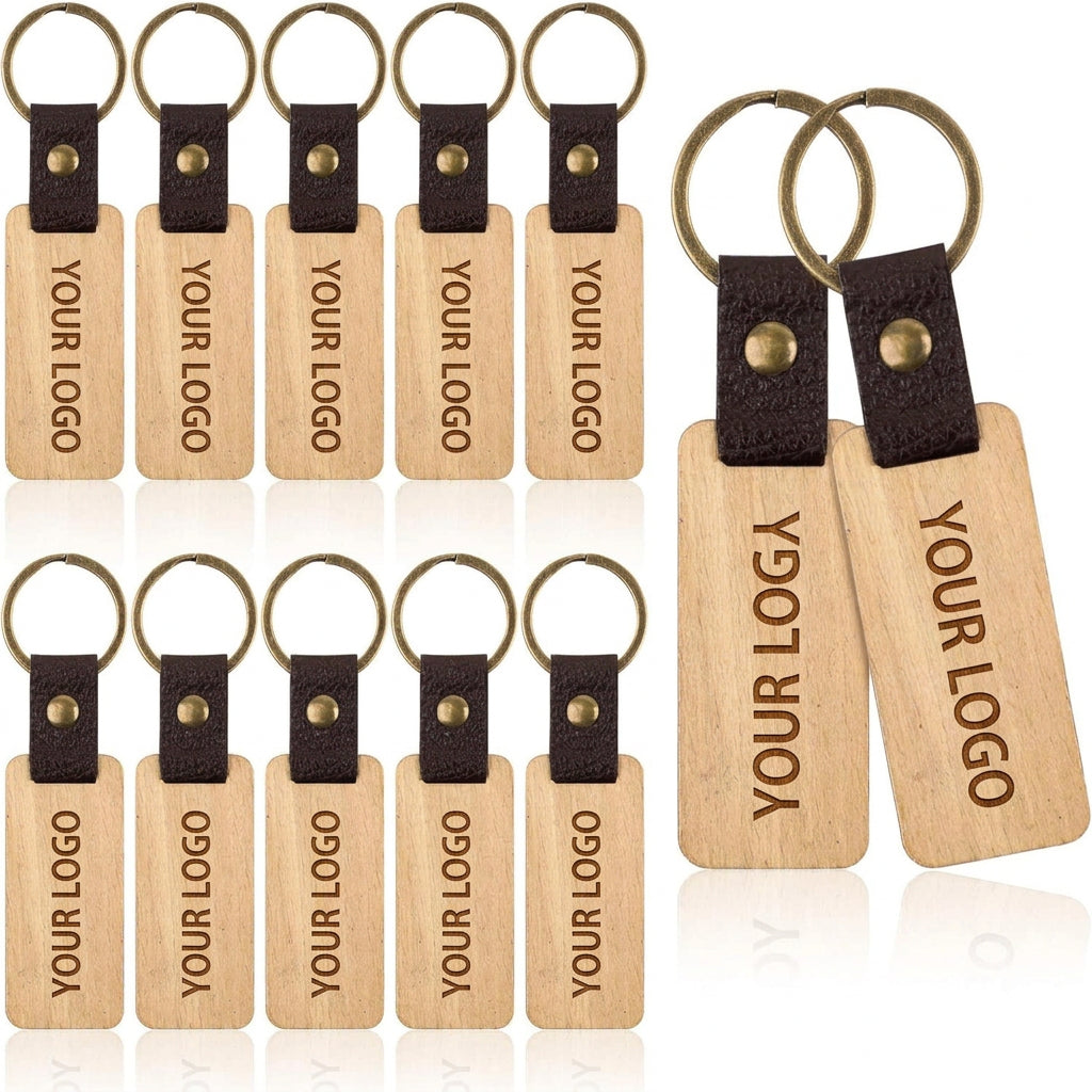 Svalor 12 Pack Wooden Keyrings Blanks Rectangle