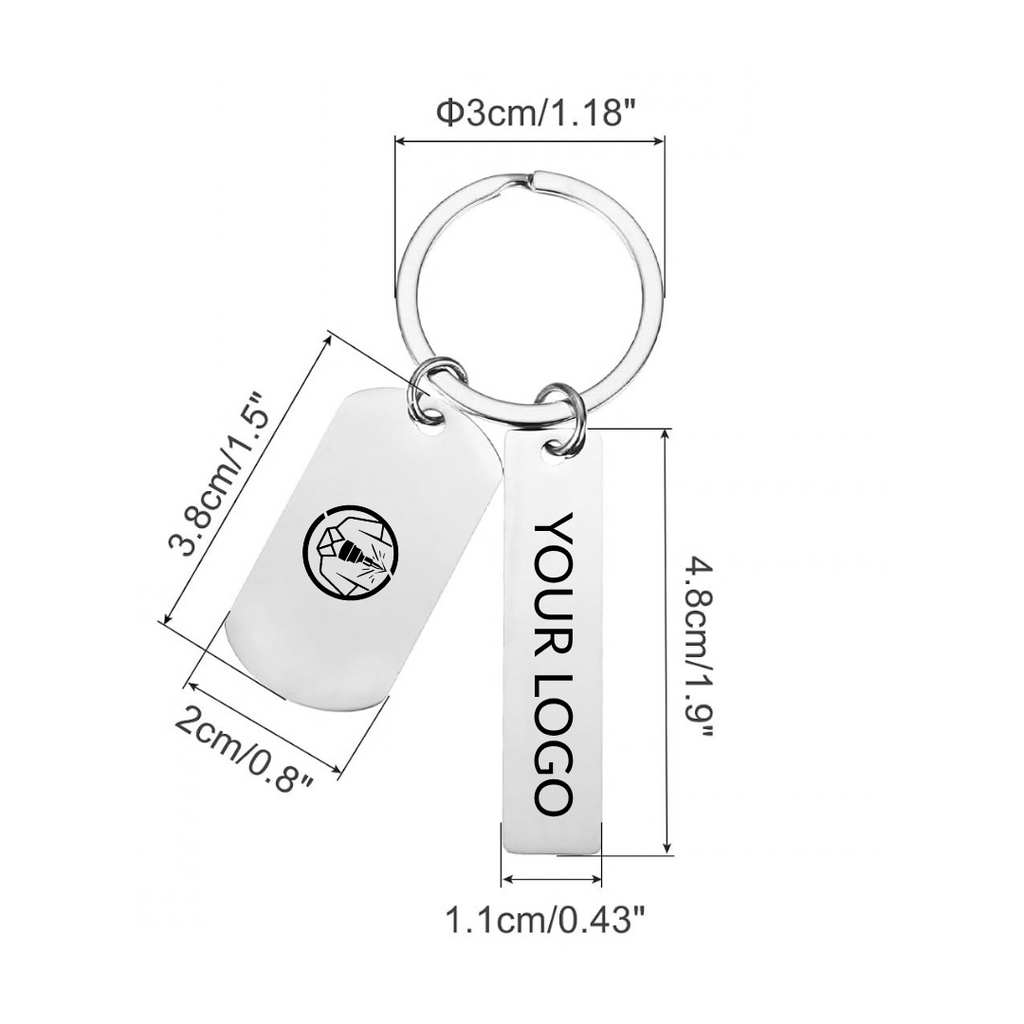 Personalised Stainless Steel Keyrings | Custom Logo Engraved Metal Keychain Blanks | Pack of 15