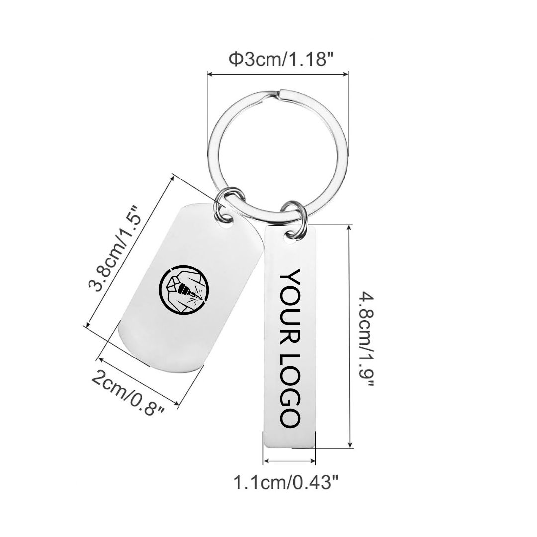 Personalised Stainless Steel Keyrings | Custom Logo Engraved Metal Keychain Blanks | Pack of 15