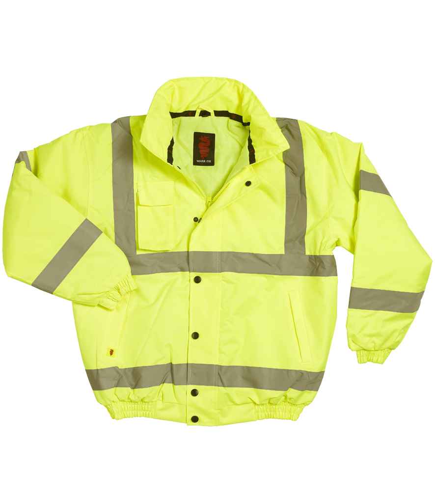 4 Personalised Hi-Vis Bomber Jackets | Waterproof Safety Workwear Bundle | Left Chest Logo Included